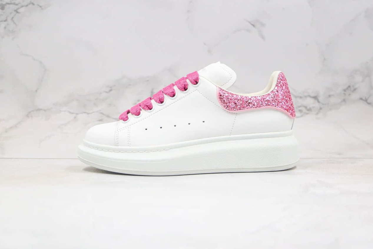 Alexander McQueen Oversized White Pink Glitter 558945WHNBK9386 | Shop Now