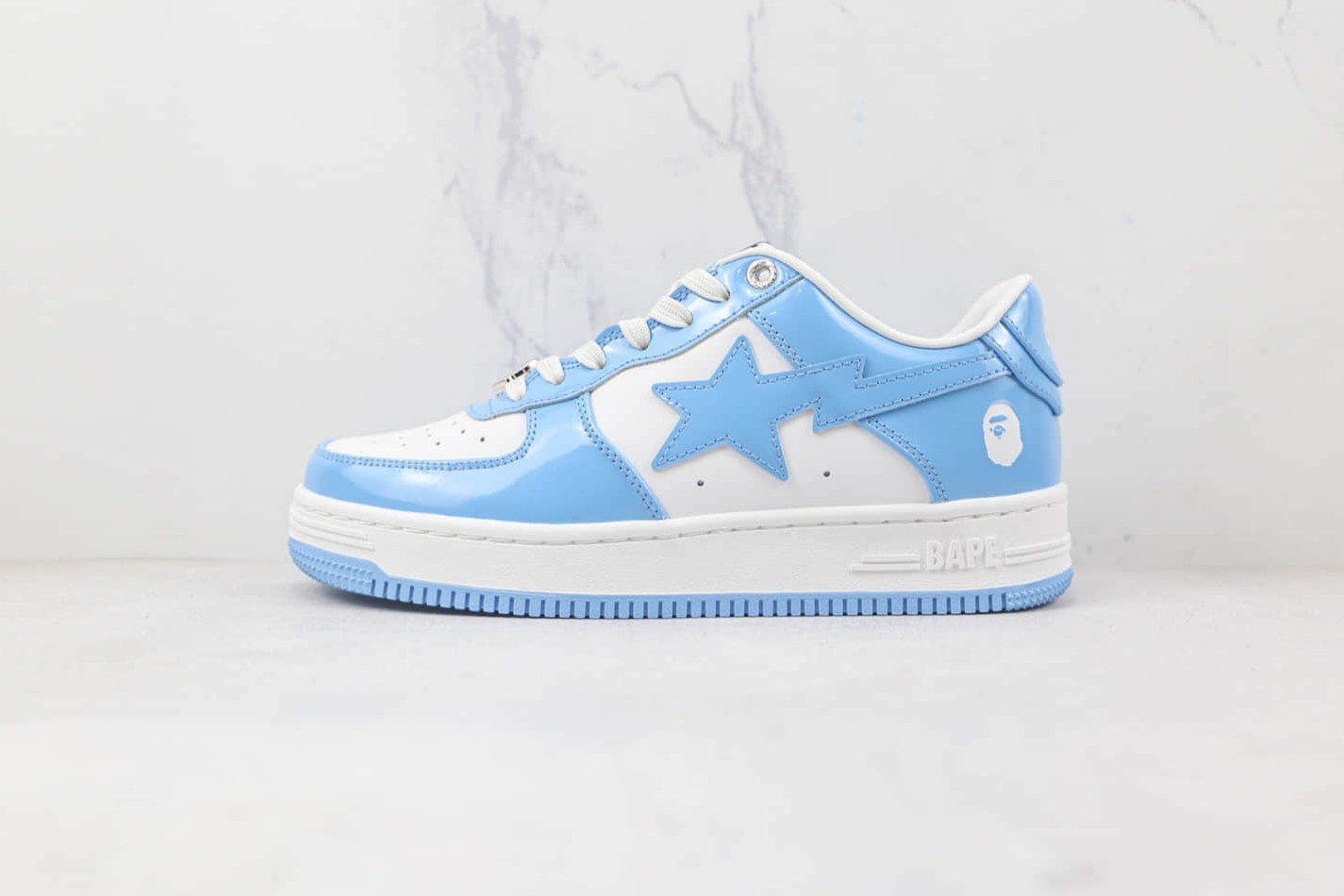 A Bathing Ape Sta Leather Low 'Blue White' 0ZXSH191001MH BLA - Limited Edition Stylish Sneakers