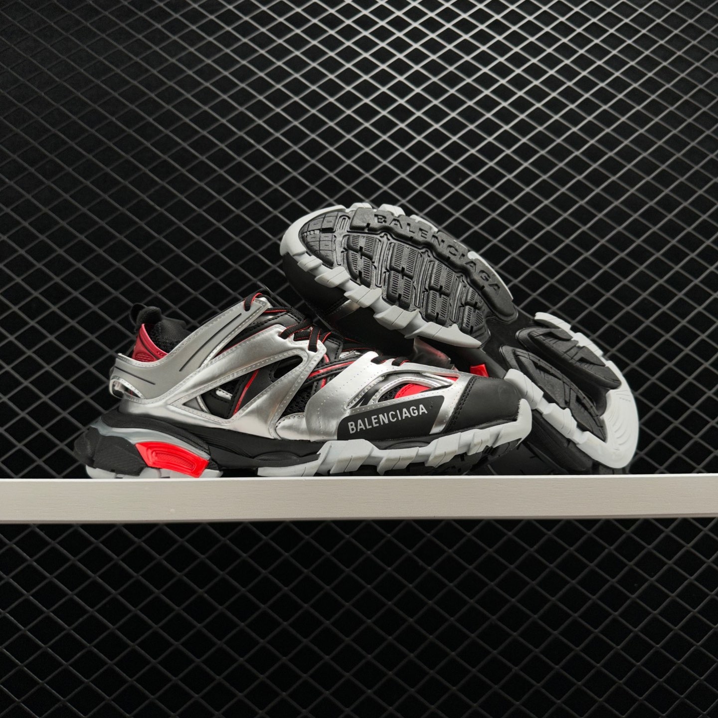 Balenciaga Black & Silver Track Sneakers | Trendy Athletic Footwear