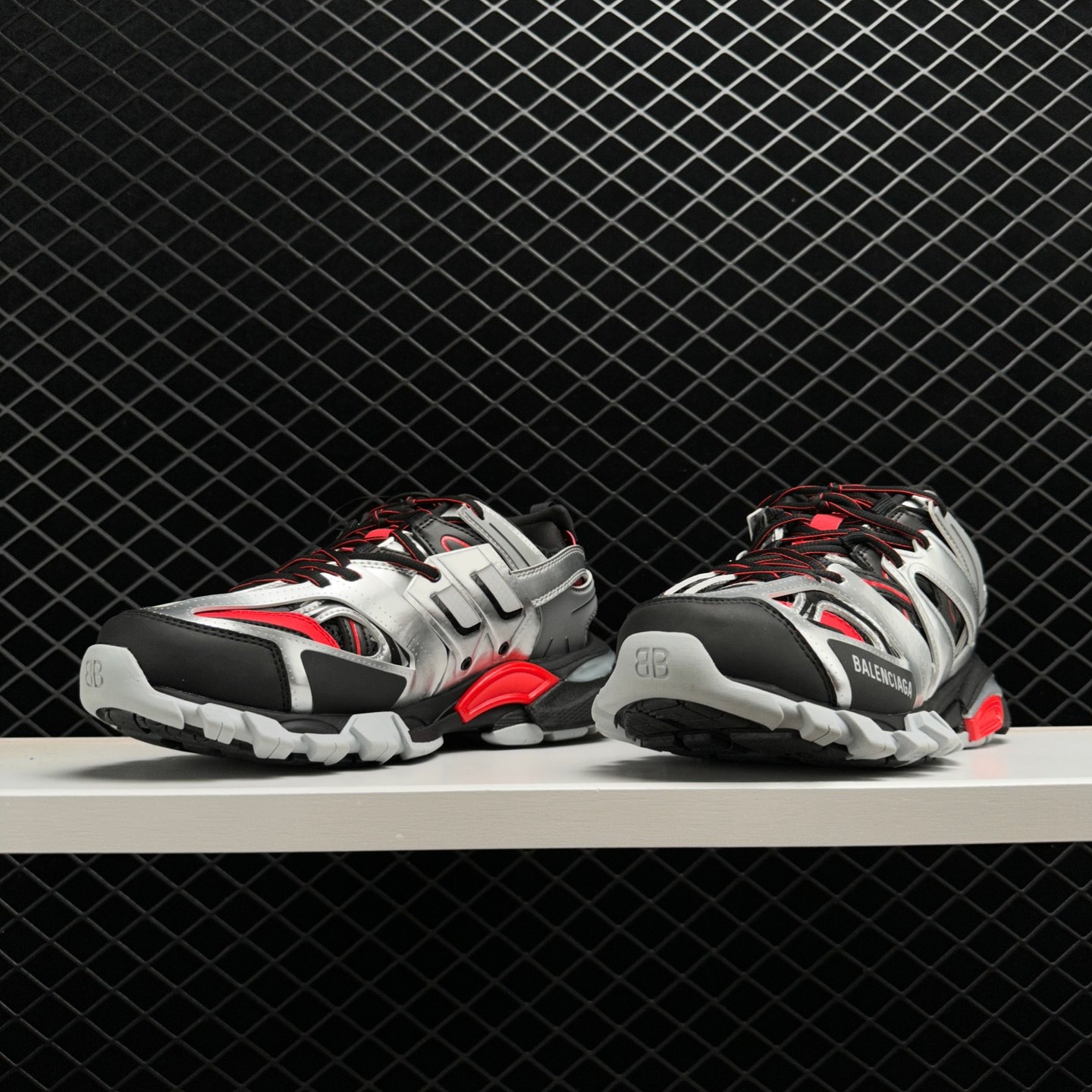 Balenciaga Black & Silver Track Sneakers | Trendy Athletic Footwear