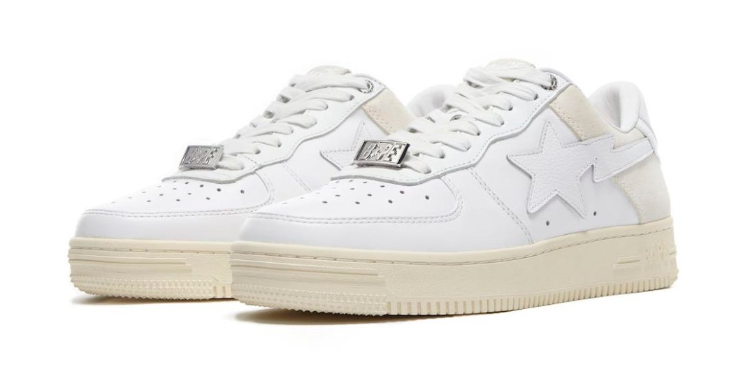A Bathing Ape Bape Sta Low Suede Heel White 001FWG701042X WHT - Stylish and Comfortable Footwear