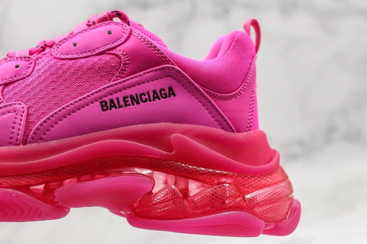 Balenciaga Triple S Pink Clear Sole Sports Shoes - Stylish and Chic Sneakers