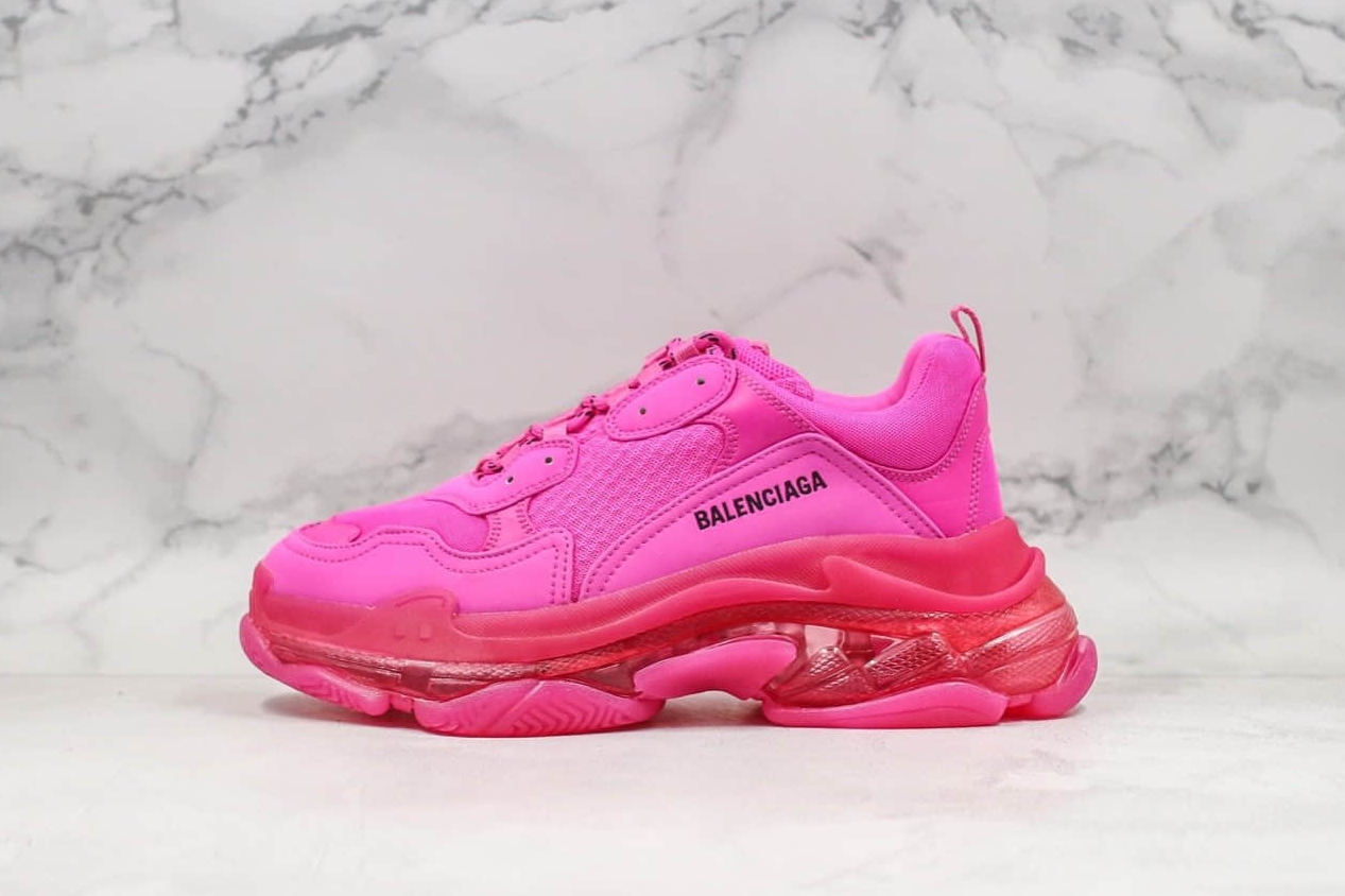 Balenciaga Triple S Pink Clear Sole Sports Shoes - Stylish and Chic Sneakers