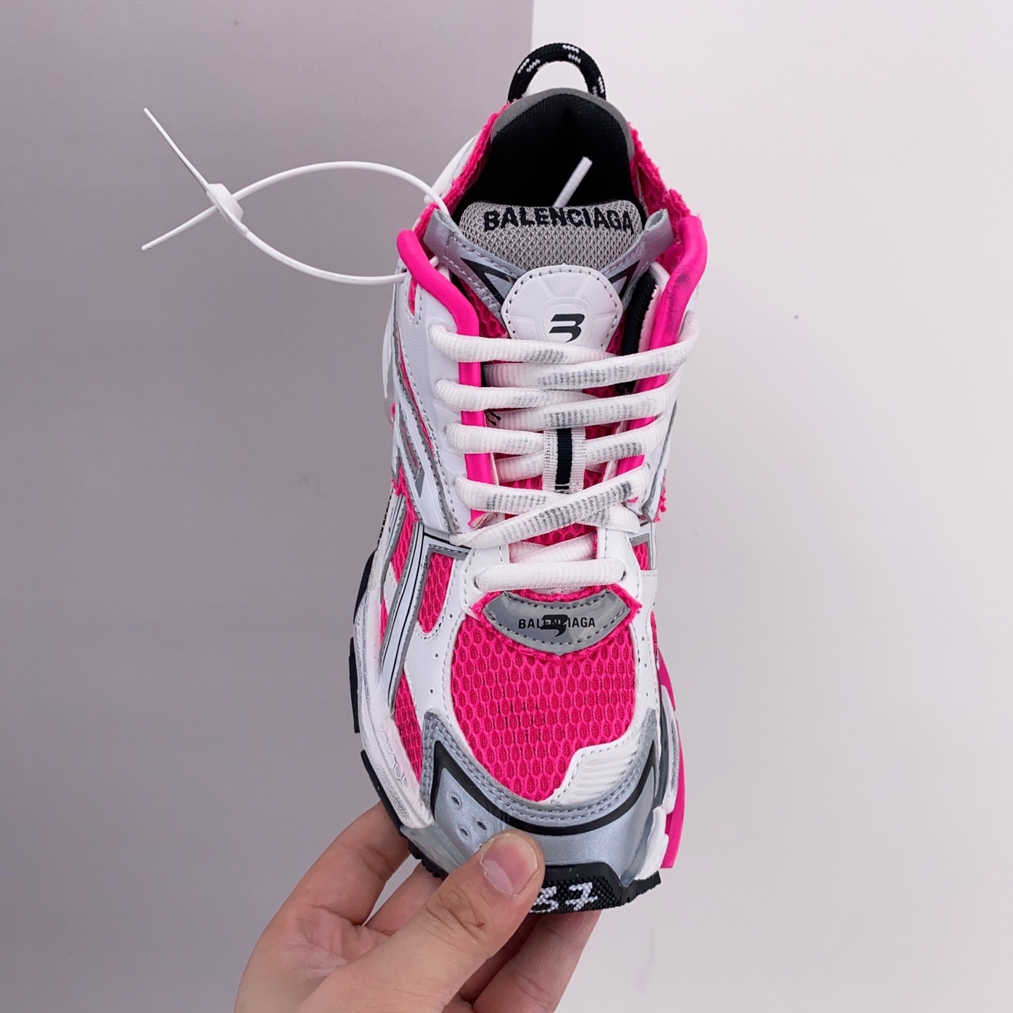 Balenciaga Wmns Runner Sneaker 'White Neon Pink' 677402 W3RBN 9155 - Stylish and Vibrant Women's Shoes