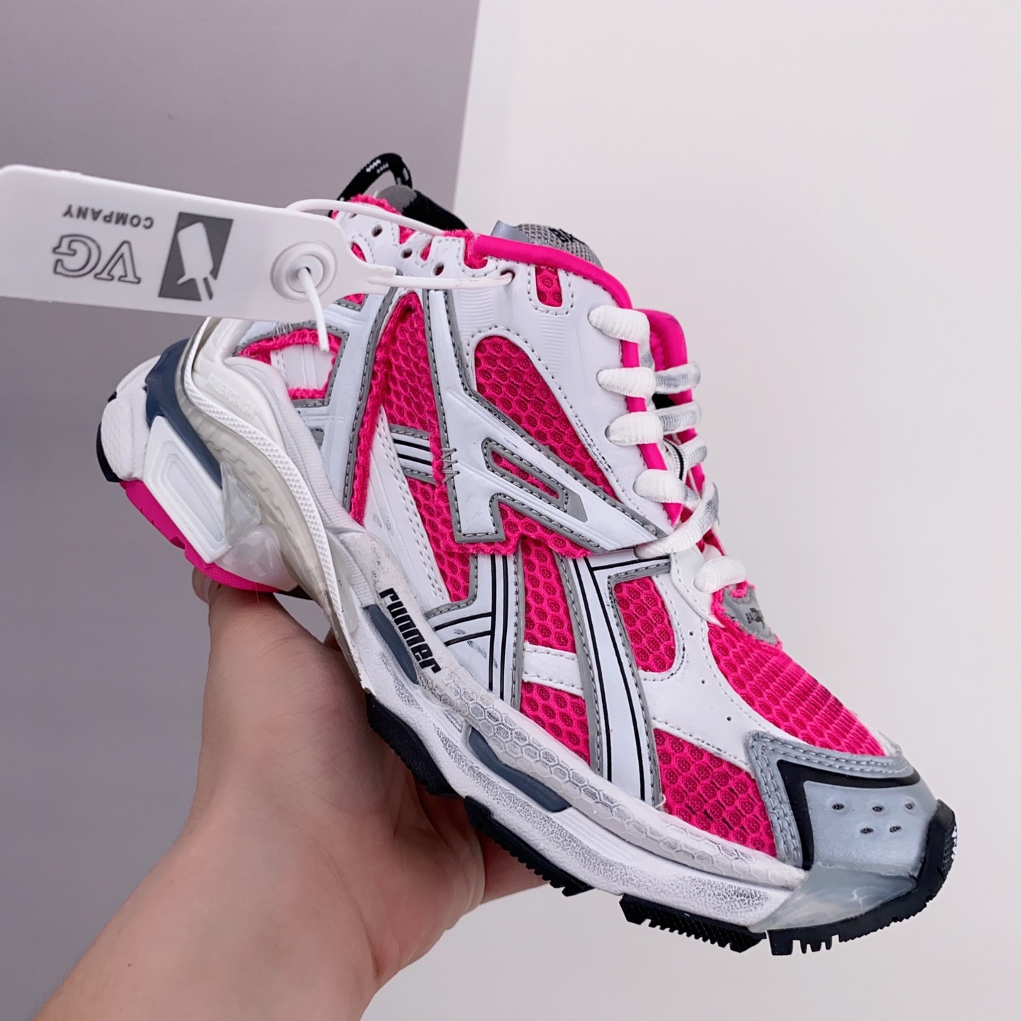 Balenciaga Wmns Runner Sneaker 'White Neon Pink' 677402 W3RBN 9155 - Stylish and Vibrant Women's Shoes