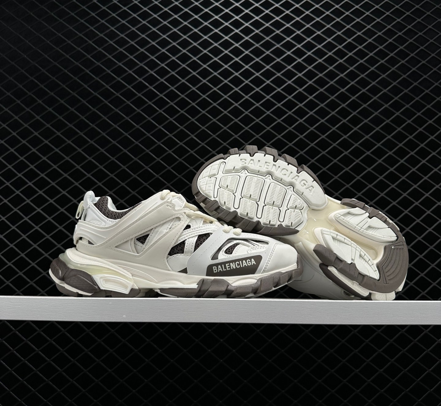 Balenciaga White Brown Leather Track Sneakers - Shop Now!
