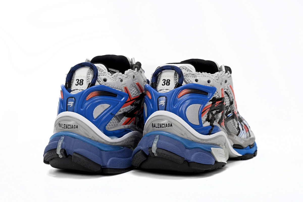 Balenciaga Runner White Blue Print 677402 W3RB6 1264 - Sleek and Stylish Footwear