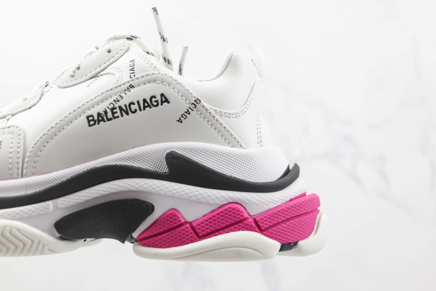 Balenciaga Triple S Sneaker Allover Logo White Pink 524039W2FA49155 - Shop Now!