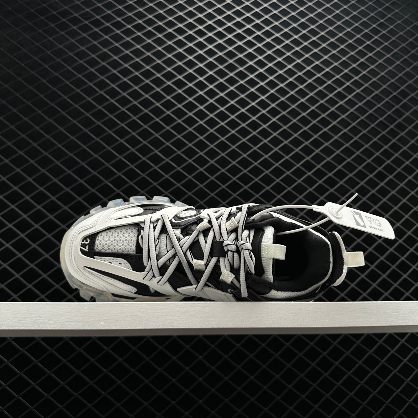 Balenciaga Wmns Track Sneaker Clear Sole - White Black 647741 W3BZ2 9010