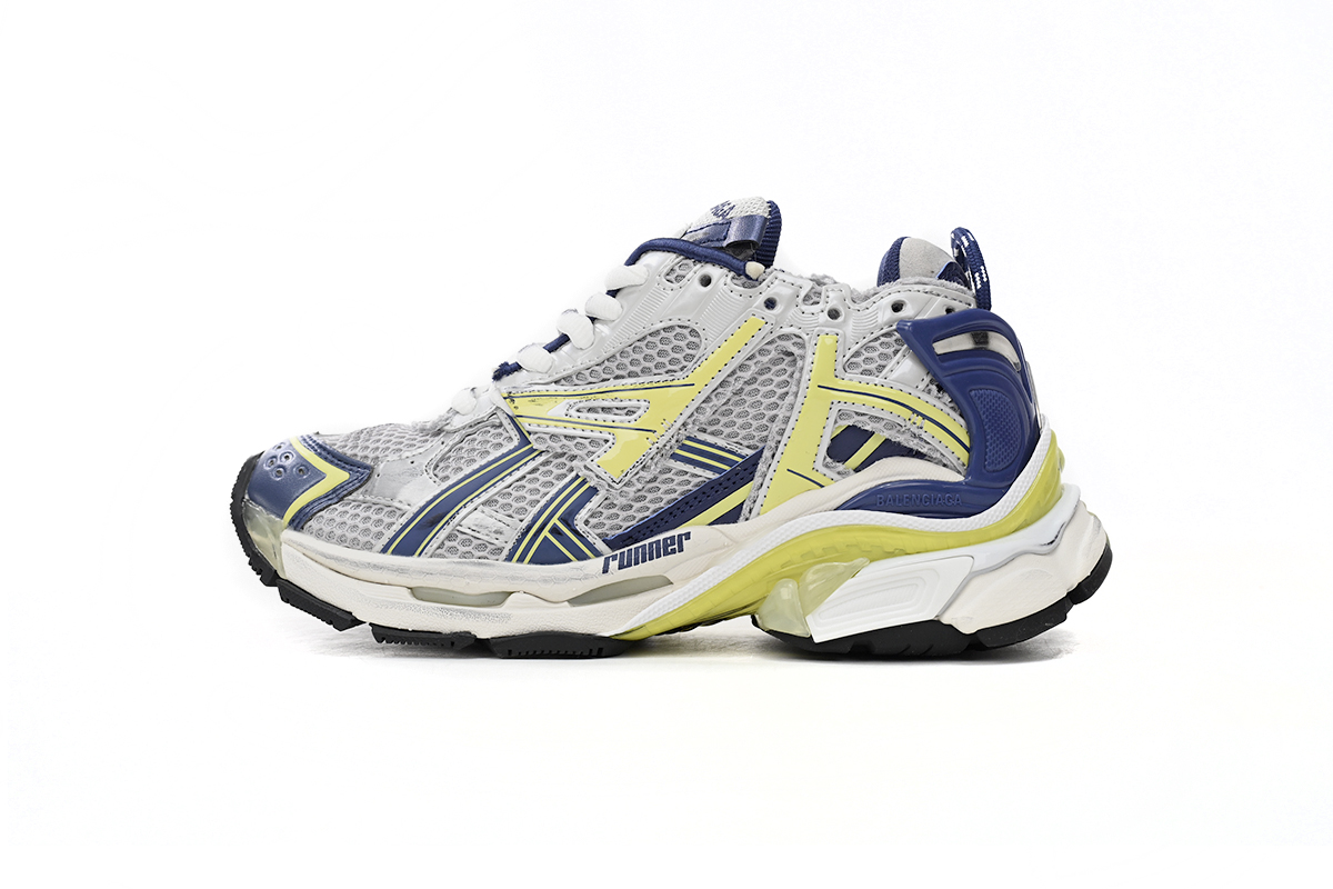 Balenciaga Runner White Blue Yellow Grey Black 677403W3RB59174 - Stylish and Versatile Footwear