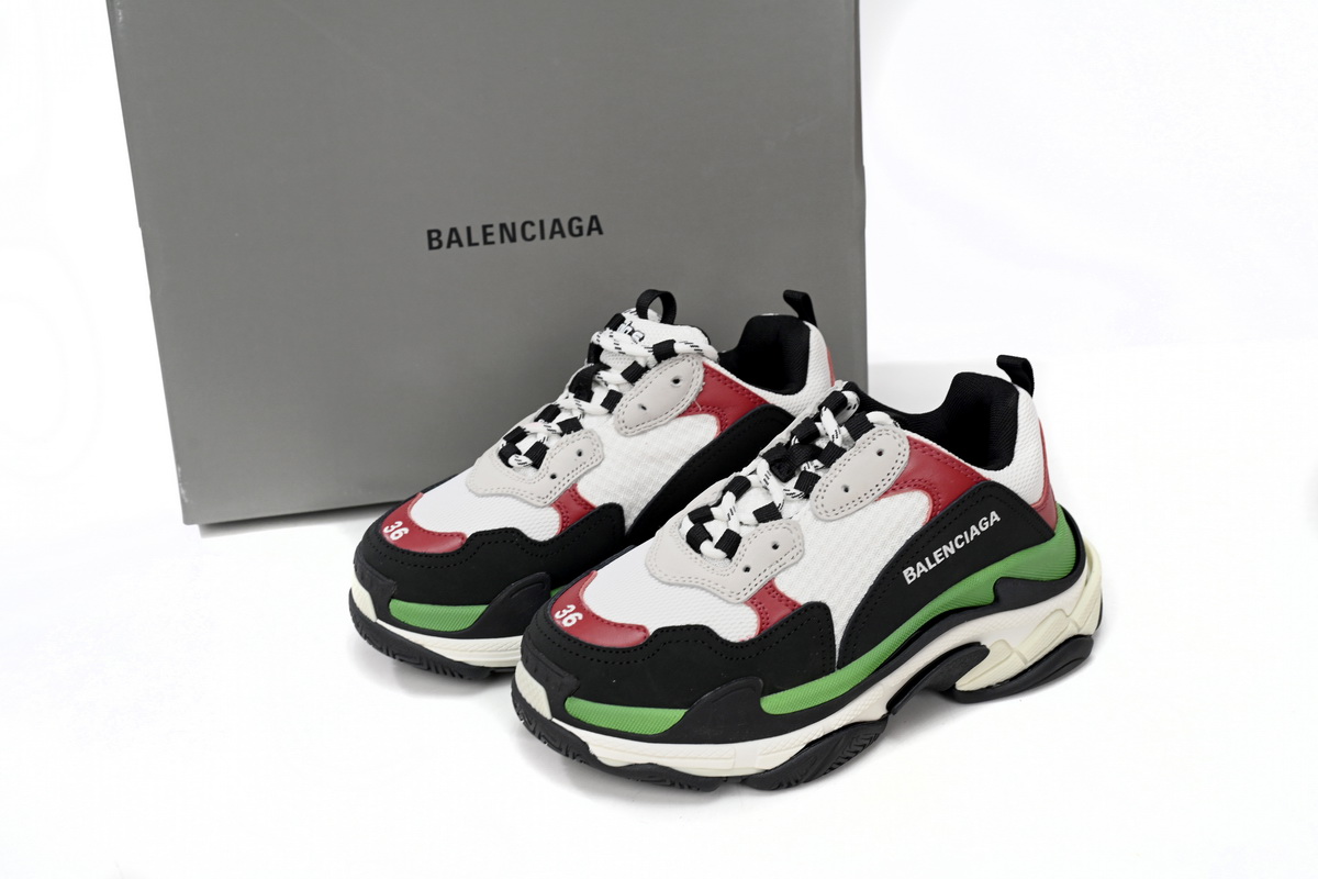 Balenciaga Triple White Red and Green Sneakers - 524039 W090H 7078 Balenciaga Triple White Red and Green Sneakers - 524039 W090H 7078