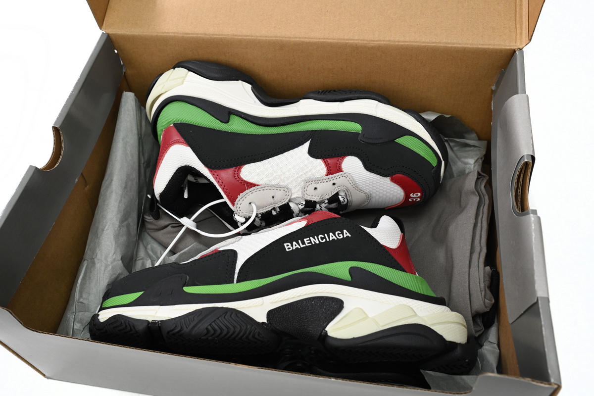 Balenciaga Triple White Red and Green Sneakers - 524039 W090H 7078 Balenciaga Triple White Red and Green Sneakers - 524039 W090H 7078
