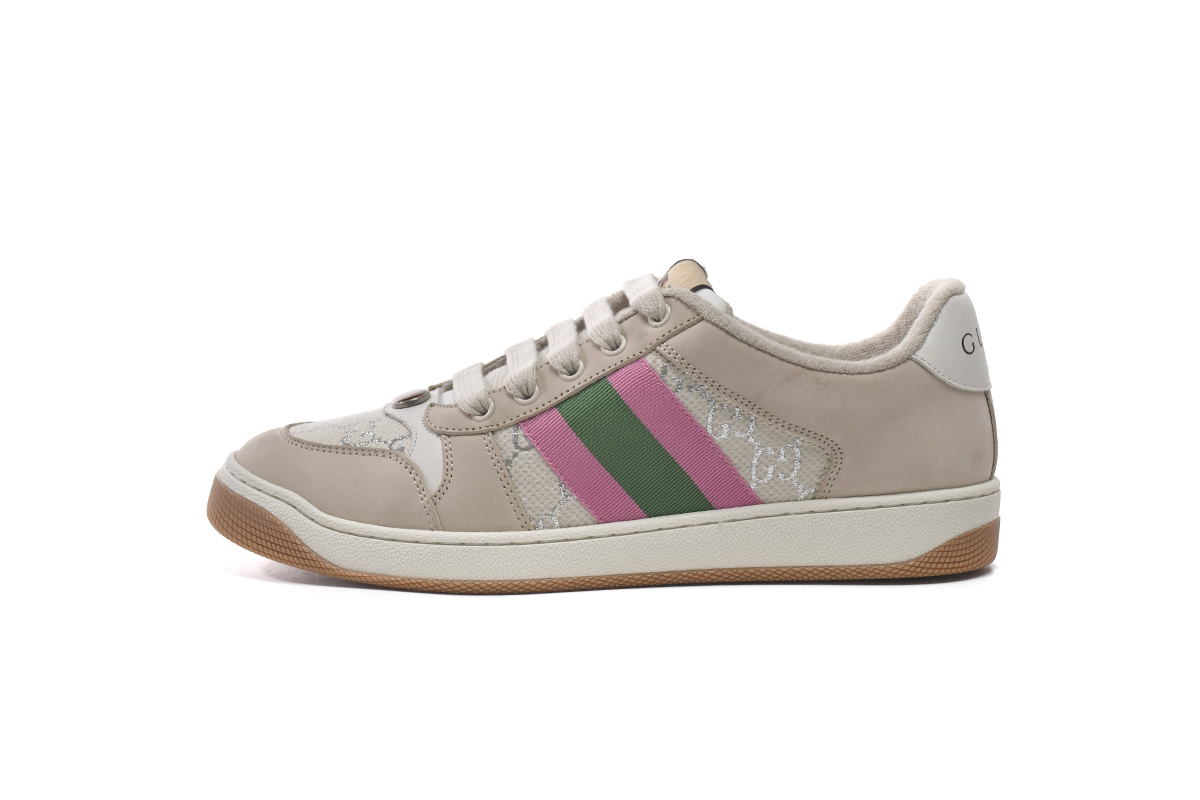 Gucci Screener White GG Lam Sneakers - 577684 2C830 9150