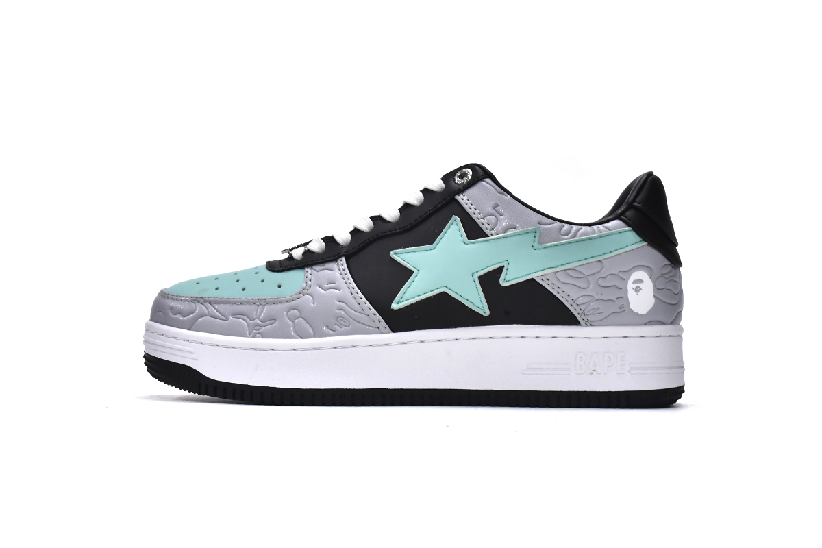 A Bathing Ape Bape Sta Low Grey Black 1H70-191-002 - Sleek and Stylish Footwear