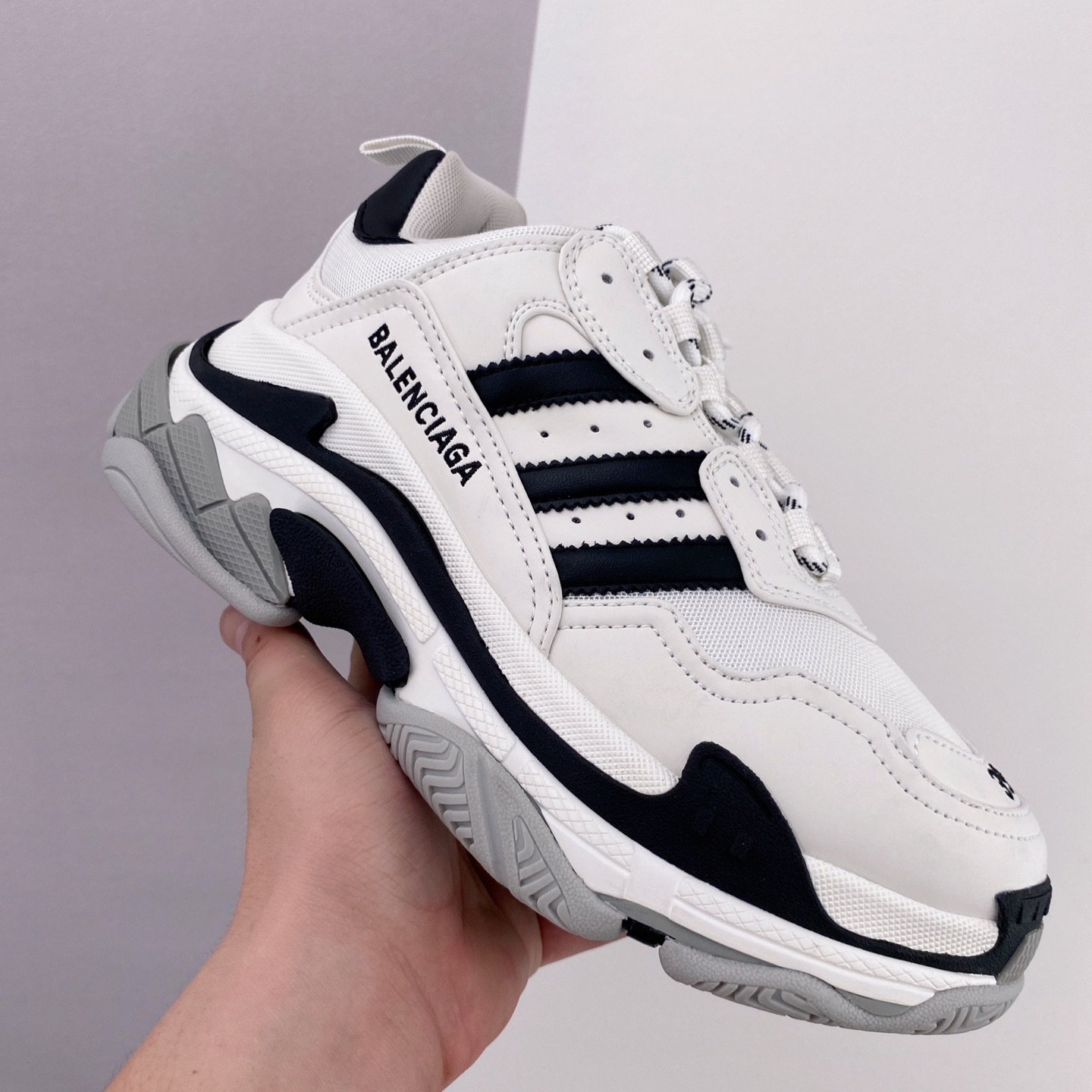 Balenciaga Triple S Adidas White Black 710021W2ZB19112 - Premium Sneakers at Competitive Prices