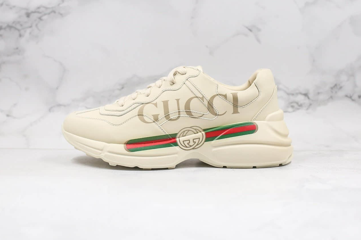 Shop the Stylish Gucci White Leather Rhyton Sneakers – Classic Low Top Design