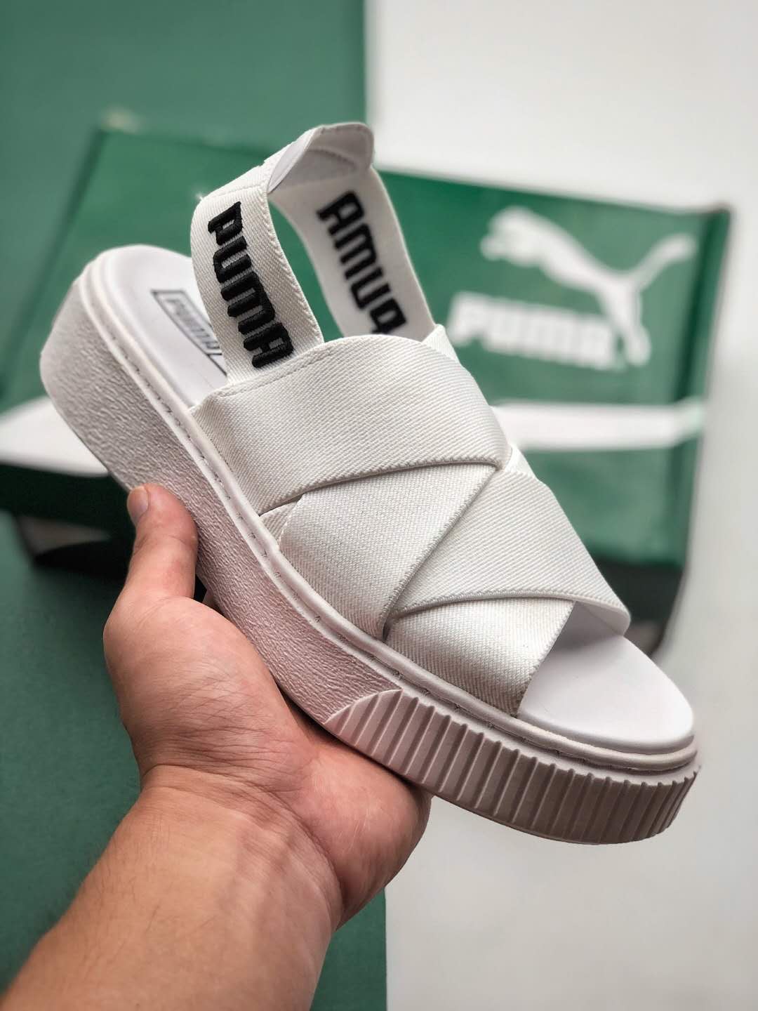 PUMA Platform Trace Sports Sandals White Black 365478-02 - Stylish & Sporty Footwear