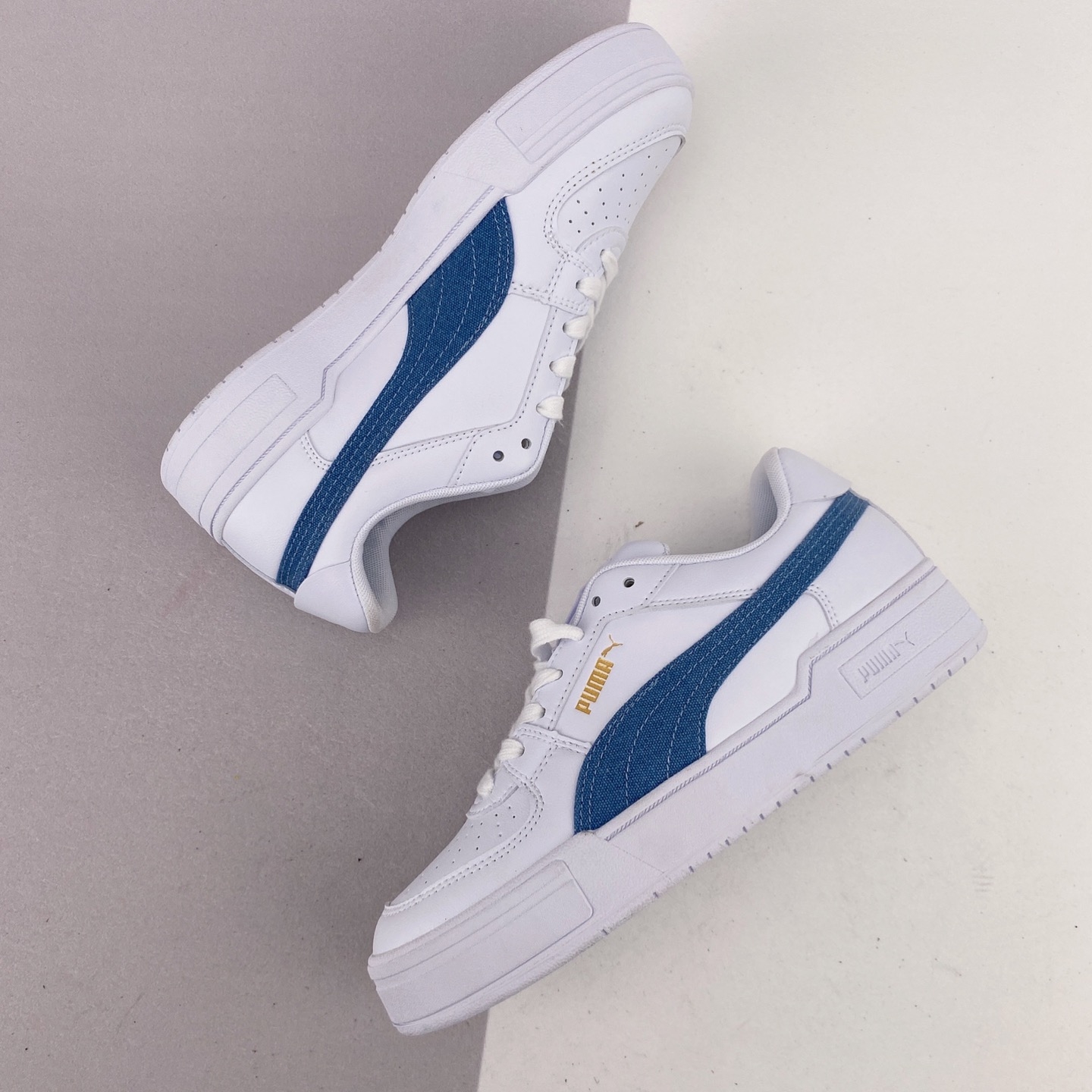 PUMA Ca Pro Denim Skateboarding Shoes Unisex White Blue | 385690-01 PUMA Ca Pro Denim Skateboarding Shoes Unisex White Blue | 385690-01