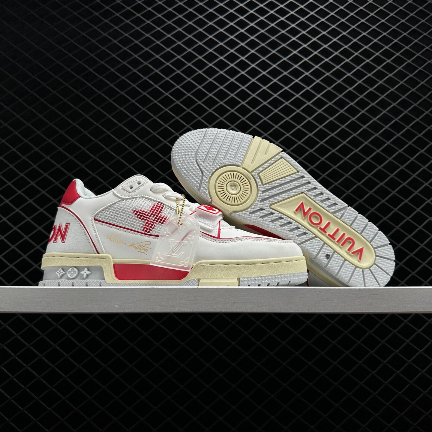 Louis Vuitton White Red Velcro Trainer Sneaker - Stylish Luxury Footwear