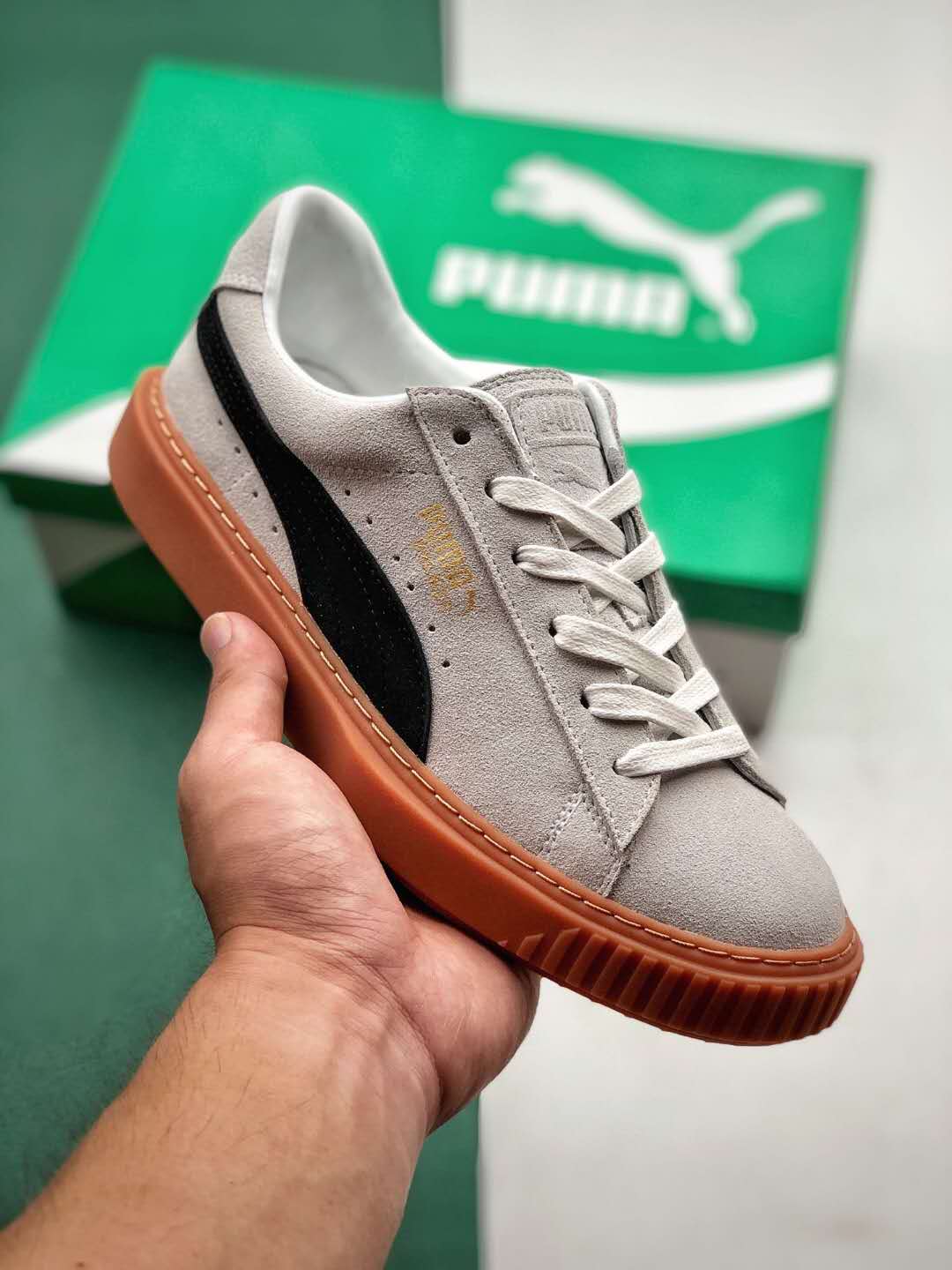 Puma Breaker Suede Gum 2019 Rihanna 3.0 Flatform Shoes 366079-06 - Trendy Platform Sneakers!