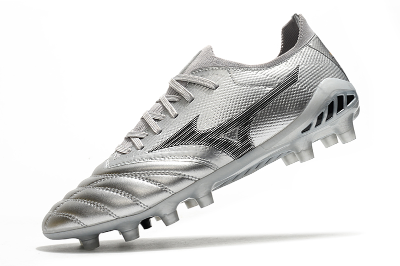 Mizuno Morelia Neo III Made in Japan FG DNA - Silver Black Cool Grey: Premium Soccer Cleats for Ultimate Performance