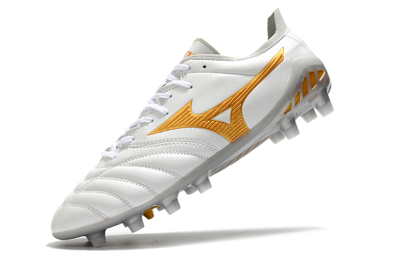 Mizuno Morelia Neo 3 FG White Gold Smoke Grey - High-performance Football Boots
