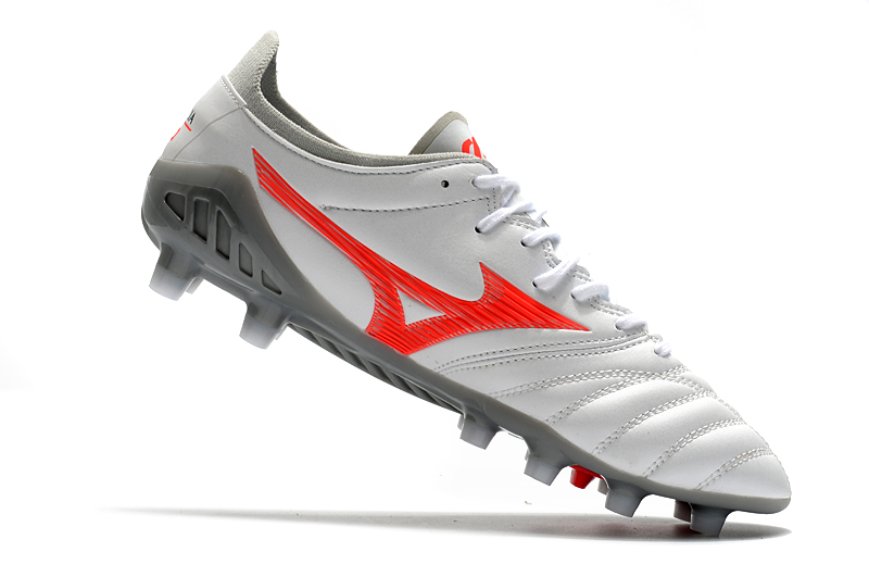 Mizuno Morelia Neo 3 FG - White/Orange/Smoke Grey | Lightweight and durable football boots