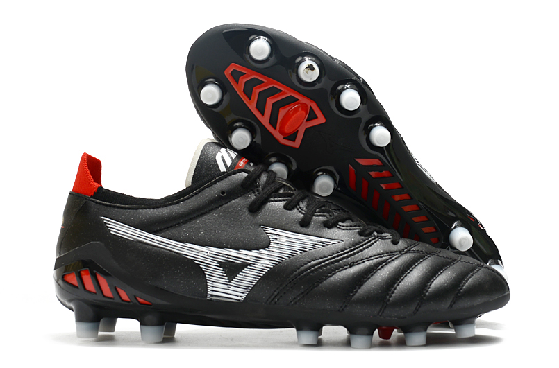 Mizuno Morelia Neo 3 FG Black Silver Grey Red - Premium Football Boots