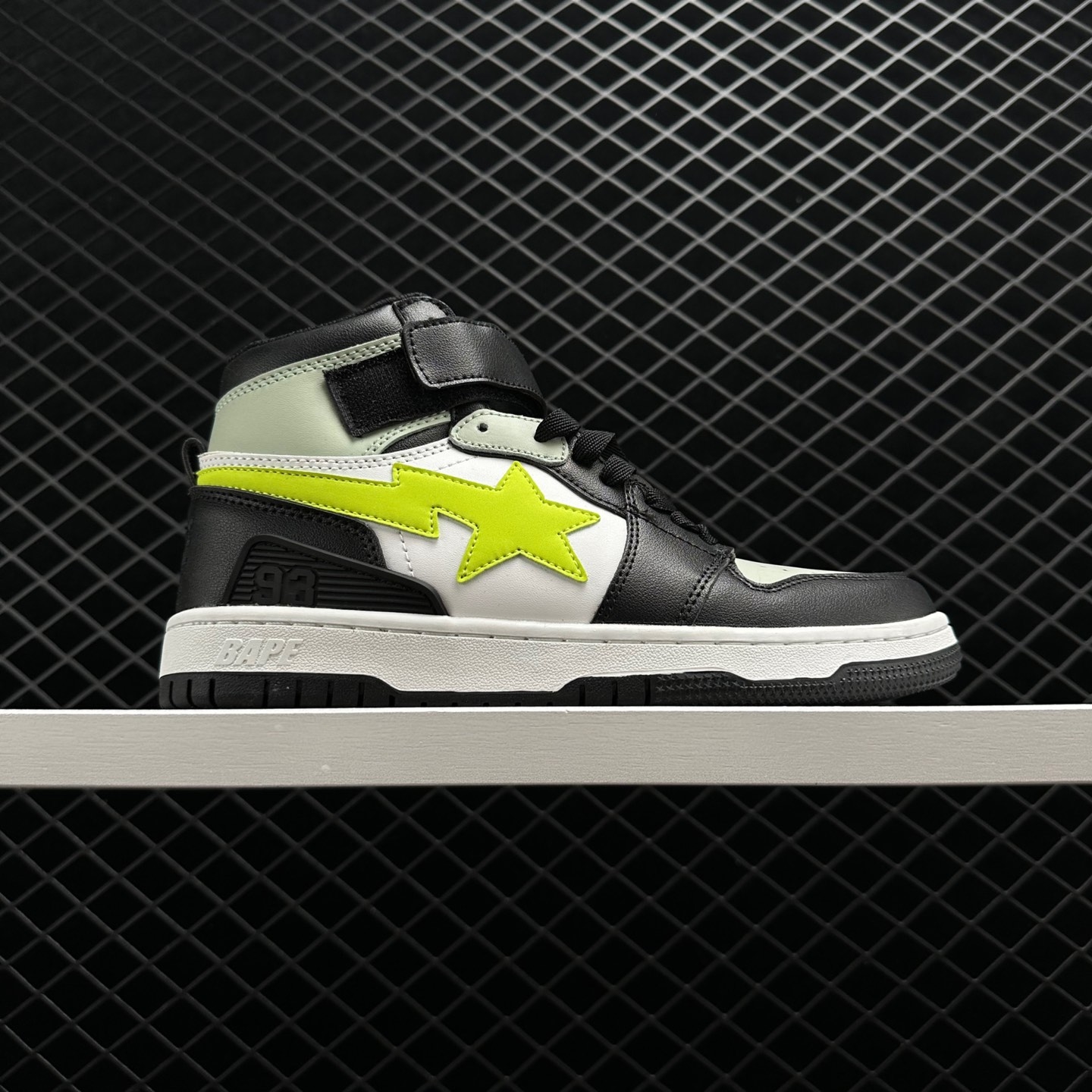 A Bathing Ape Block Sta Hi Black Lime Sneakers - Limited Edition